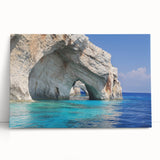 Black and white photo of a scenic Greek landscape on stretched canvas, ideal for kitchen wall art.