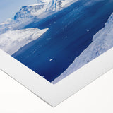 Art deco poster of a Greenland landscape in muted green and blue tones on rolled canvas, suitable for dining room decor.