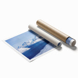 Extra large rolled print of a serene Greenland landscape with muted green and blue tones, ideal for classy bathroom wall art.