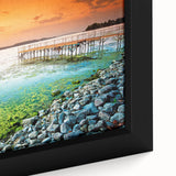 Black wall art featuring a textured, colorful European scenery on an extra large framed canvas, ideal for living room decor.