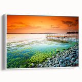 Vintage poster art of a European cityscape in vibrant colors on a framed canvas, ideal for living room decor.