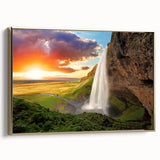 Framed canvas featuring a black and white vintage landscape of Iceland, ideal for bedroom wall art.