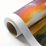 Art deco poster of a serene Iceland landscape in cool blue tones, printed on rolled canvas, ideal for nursery wall art.