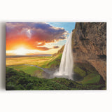 Black and white photograph of an Icelandic landscape on stretched canvas, ideal for kitchen wall art or bedroom ambiance.