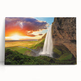 Black and white photograph of an Icelandic landscape on large stretched canvas, ideal for kitchen wall art.