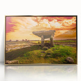 Art deco poster of a scenic Irish landscape, framed in gold acrylic, ideal for modern art wall decor in a nursery.