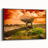 Black and white framed canvas depicting a vintage Irish landscape, ideal for bedroom wall art.