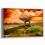 Landscape art painting of an Irish scenery in vibrant greens and blues on framed canvas, ideal for living room decor.