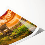 Extra large wall art featuring line art flowers in muted green tones on a rolled print, suitable for large living room decor.