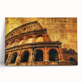 Black and white stretched canvas of the Colosseum in Rome, ideal for kitchen wall art.