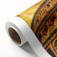 Art deco poster of the Colosseum in muted earth tones on rolled canvas, ideal for dining room decor.