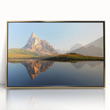 Framed acrylic print of Dolomites in Italy, featuring muted earth tones, ideal for modern art wall decor.