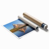 Extra large rolled print depicting the Dolomites in Italy with vibrant green and brown tones.