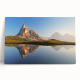 Black and white panoramic photo of the Dolomites on stretched canvas, ideal for kitchen wall art.