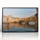 Large abstract wall art depicting Florence skyline in muted gray and blue tones on a framed acrylic.