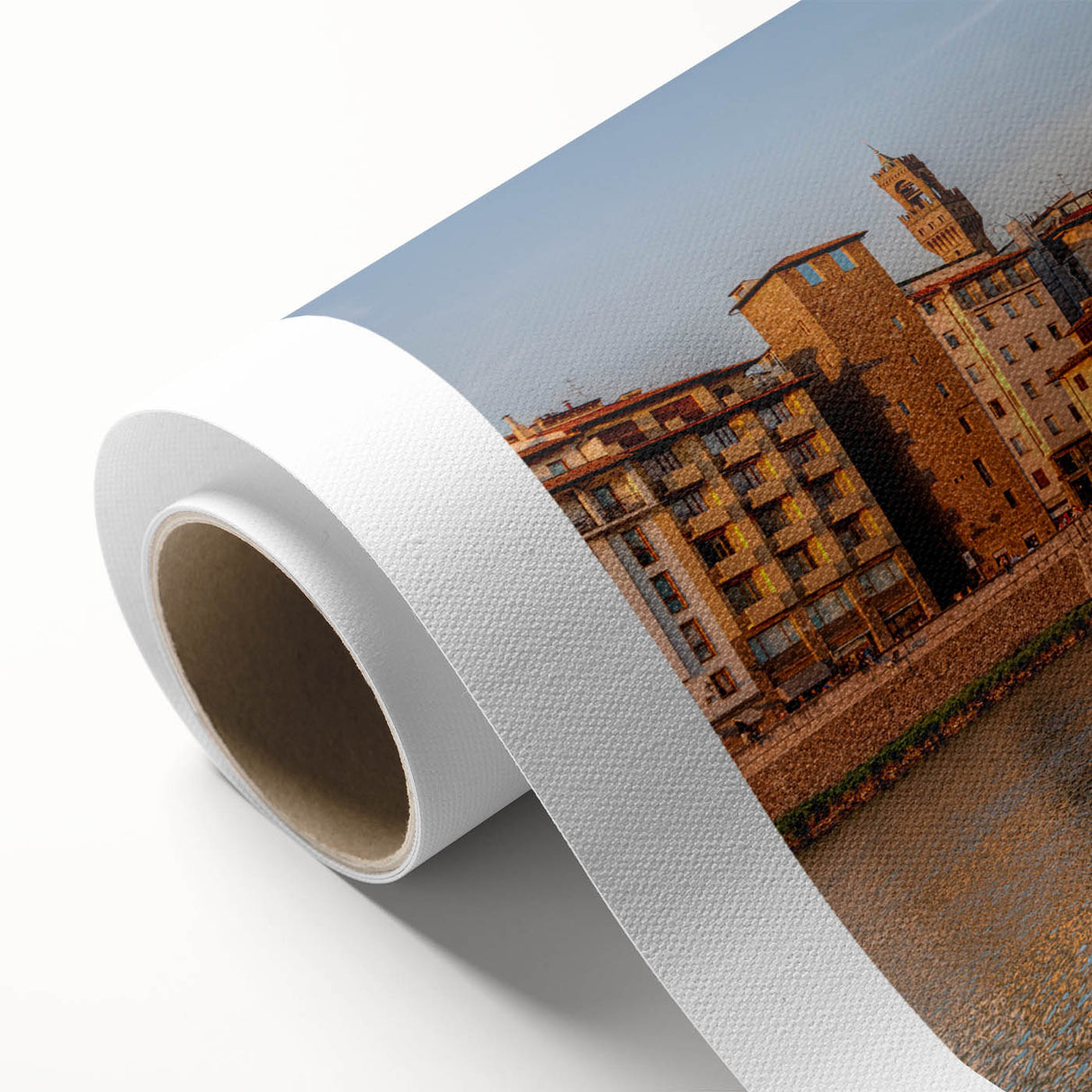 Art Deco poster of Florence skyline in pastel shades on rolled canvas, ideal for nursery wall art or dining room decor.