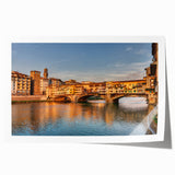 Rolled print of Florence scenery with floral accents in soft earth tones, ideal for art wall dining room.