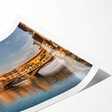 Extra large wall art featuring line art flowers over a muted Florence scenery backdrop on rolled print.