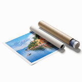 Extra large rolled print of Lake Como with floral accents in soft color tones, ideal for classy bathroom wall art.