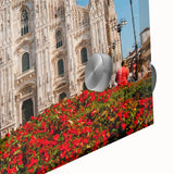 Large abstract wall art of Milan scenery in muted earth tones on acrylic glass, ideal for dining room ambiance.