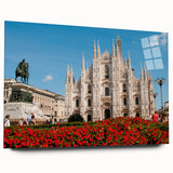 Large abstract wall art of Milan scenery on acrylic, in muted earth tones, ideal for bedroom or dining room decor.