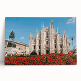 Large black and white stretched canvas of Milan scenery, ideal for kitchen wall art.