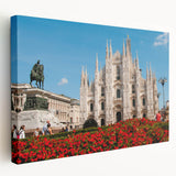Large canvas print of Milan scenery in muted earth tones, suitable for kitchen wall art.