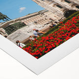 Art deco poster of Milan scenery in muted earth tones on rolled canvas, suitable for dining room wall art.