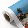 Art Deco style poster of Milan scenery in pastel colors on rolled canvas, ideal for nursery wall art.