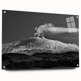 Acrylic print of Mount Etna with muted earth tones, ideal for bedroom or dining room decor.