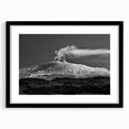Extra large abstract art print of Mount Etna with vibrant, textured colors on a framed black mat.