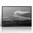 Large abstract wall art depicting Mount Etna in muted earth tones on framed acrylic, suitable for modern art wall decor.