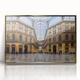 Art deco poster of Naples scenery in muted gold tones on framed acrylic, ideal for modern art wall decor.