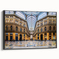 Black and white framed canvas of Naples landscape, featuring vintage poster art style, ideal for bedroom wall decor.