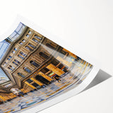 Extra large wall art featuring line art flowers over a Naples, Italy scenery backdrop in muted earth tones.