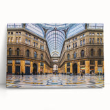 Black and white stretched canvas of Naples scenery, ideal for kitchen wall art.