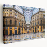 Large art of Naples, Italy on stretched canvas, featuring vibrant blue and earthy tones, suitable for kitchen wall art.