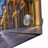 Mid-century modernist style large abstract art print of Rome, featuring muted earth tones on acrylic glass.