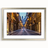 Extra large abstract art print of a textured Rome scenery in a silver frame, ideal for living room decor.