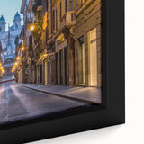 Extra large framed canvas depicting a textured, colorful scene of Rome, ideal for living room decor.