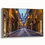 Landscape art painting of Rome on a framed canvas, featuring vibrant, colorful imagery with a vintage poster style.