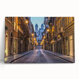 Black and white stretched canvas of Rome's architecture, ideal for kitchen wall art.