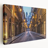 Large canvas print of a European cityscape in Rome with soft pastel shades, ideal for kitchen wall art.