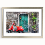 Extra large abstract art print of a Sicilian landscape, in muted earth tones on a textured canvas.