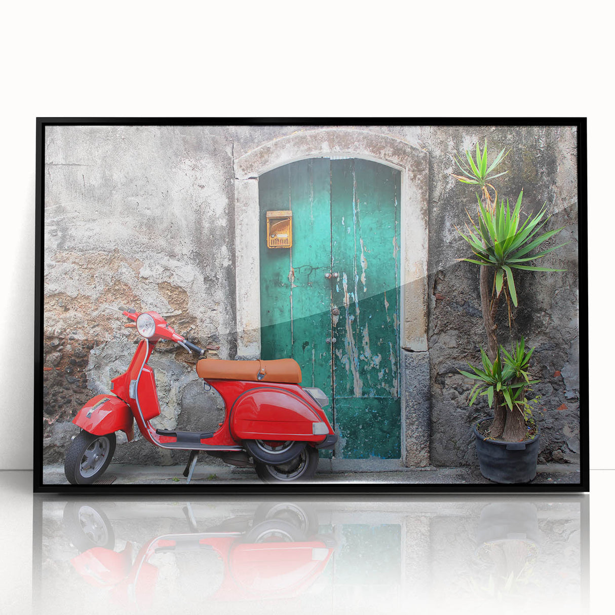 Large abstract wall art depicting a Sicilian landscape in muted earth tones on a framed acrylic.
