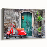 Framed canvas depicting a vintage Sicilian landscape in vibrant colors.