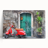 Black and white large art of Sicilian scenery on stretched canvas, ideal for kitchen wall art.