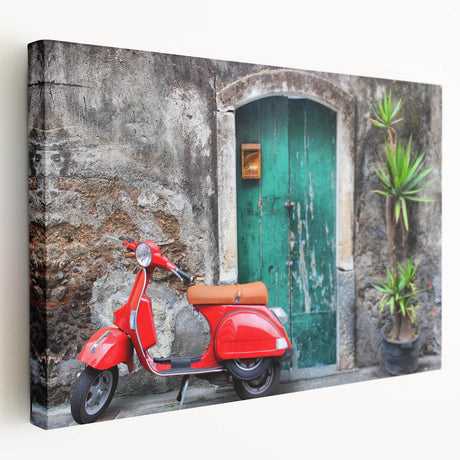 Large canvas print of a Sicilian landscape featuring rolling hills and a sunset, ideal for kitchen wall art.