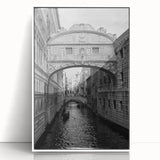 Mid-century modernist art of Venice scenery in muted pastels on framed acrylic, ideal for modern art wall decor.