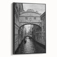 Black and white framed canvas of Venice landscape with vintage poster art style, suitable for bedroom decor.